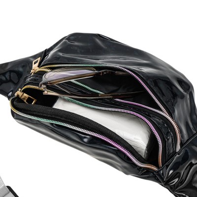 Unique Bargains Patent Leather Fanny Pack Black 1 Pc - image 5