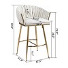 26" Velvet Barrel Back Counter Bar Stool with Hand-Wave Back,Gold Base & Footrest for Kitchen Island or Vanity-Baofuwish - 4 of 4