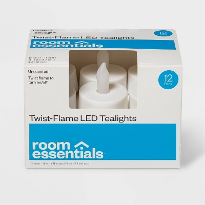 12ct Twist-Flame LED Tealight Candles (White) - Room Essentials™