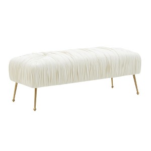 TOV Furniture Jessica Velvet Bench by Inspire Me! Home Decor in Cream - 1 of 4