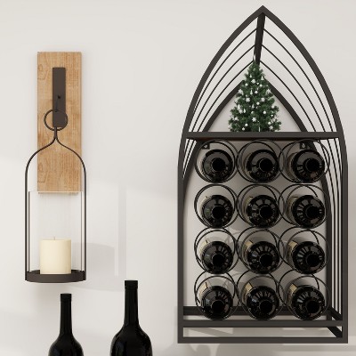 Vynxaria Sailboat Shaped Wine Cabinet Rack, 2 Piece Display Rack, Freestanding Wine Cabinet with Bottle Storage