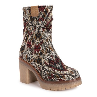 Muk Luks Women's Riser Pop Heeled Boots - Vintage Multi, 10 : Target