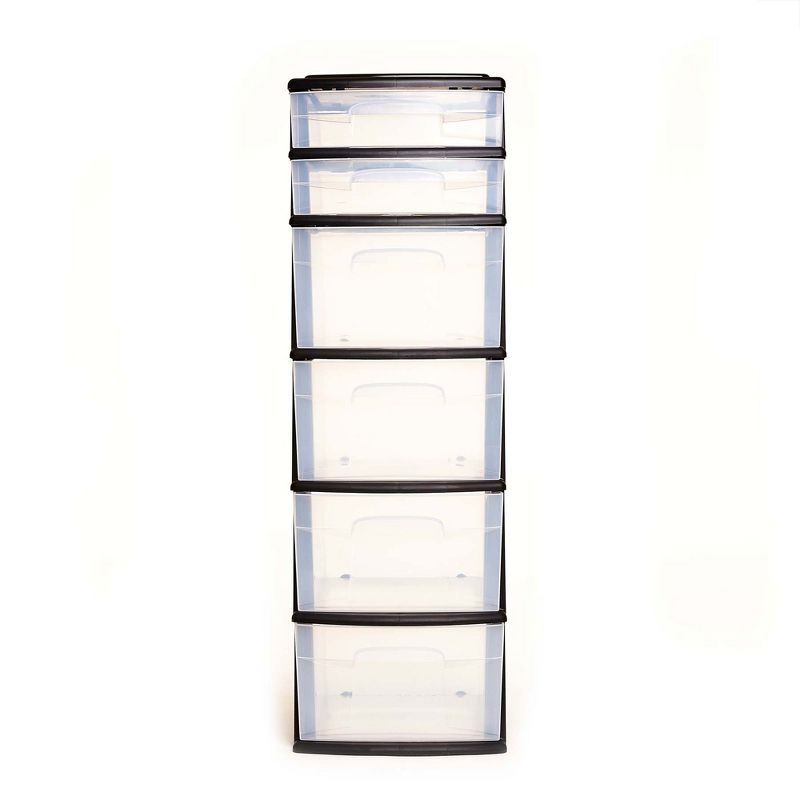 Homz Plastic Clear Drawer Medium Home Storage Container Tower, 6 of 8