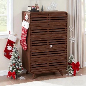 SOLACE FURNITURE Tall Dresser with 6 Drawers, Chests of Drawers with Grille & Curved Design - 1 of 4