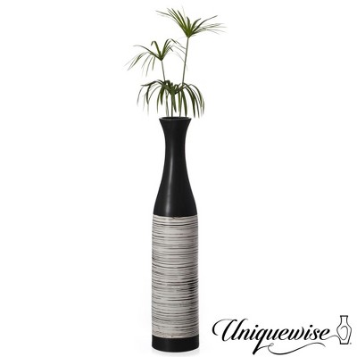 Handcrafted Black and White Ceramic Bottle-Shaped Floor Vase