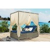Outdoor Wicker Patio Daybed with Curtain, Sunbed Lounger with Adjustable Backrest, Sunbed with Iron Frame and Foam Cushions–Cuddlewood - 3 of 4