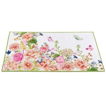 Collections Etc Butterfly Floral Garden Printed Accent Rug