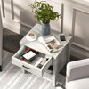 End Table, Modern Wood Beside Table with Drawer, Small Square Nightstand, Rustic Side Table with Storage Shelf for Bedroom, Living Room, Gray - 3 of 4