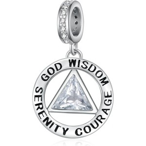 Sterling Silver Sobriety Charm - Alcoholics Anonymous Bead for Bracelets, Recovery Gift for Women - 1 of 4