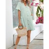 Womens Maternity Dress Swiss Dot V Neck Short Sleeve Button Down Summer Casual Baby Shower Mini Dresses - 2 of 4