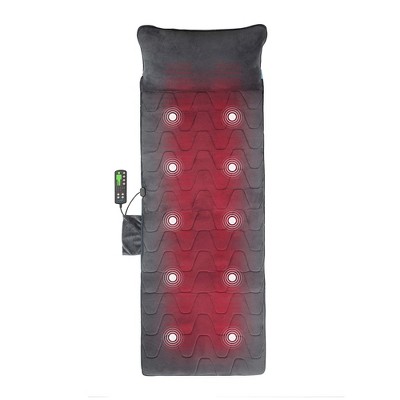 Bi-Comfer Full Body Electric Massage Mat & Heating Pad w/ 10 Motors, Remote Control, Massager Cushion for Neck, Back, Lumbar, & Leg Muscle Relaxation