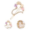 Unique Bargains Women's Fashion Grace Flowers Heart Hair Clips Gold Tone Purple Pink 4 Pcs - 3 of 3