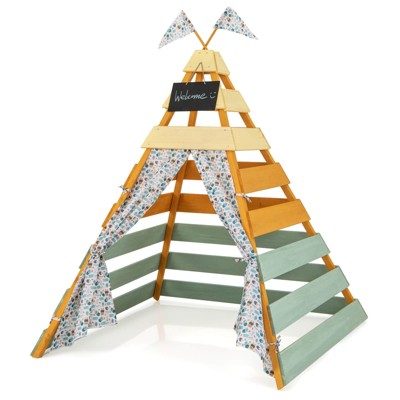 Infans Kids Play Tent w/ Machine Washable Flags & Door Curtains Detachable Chalkboard