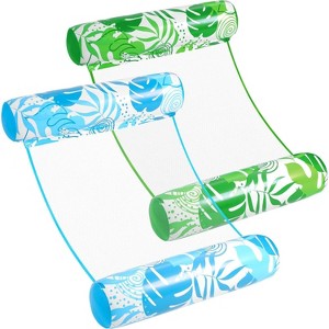 Jasonwell 2-Pack Hammock Pool Floats for Adults - 4-in-1 Multi-Purpose Inflatable Lounge Floats, PVC, Blue & Green, Large - 1 of 4