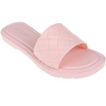 Fifth & Luxe Women's Woven PCU Slide Sandals - Open Toe Flats for Women