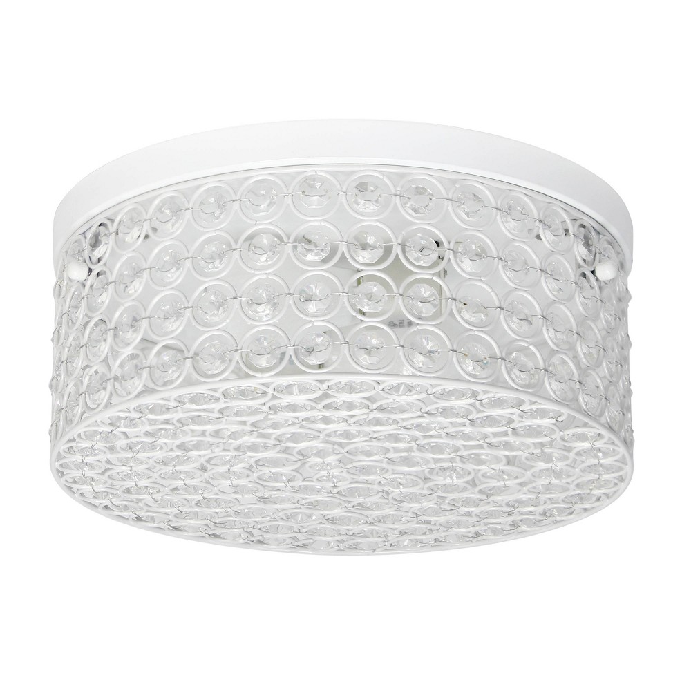 Photos - Chandelier / Lamp 12" Elipse Round Crystal Flush Mount Ceiling Light White - Elegant Designs