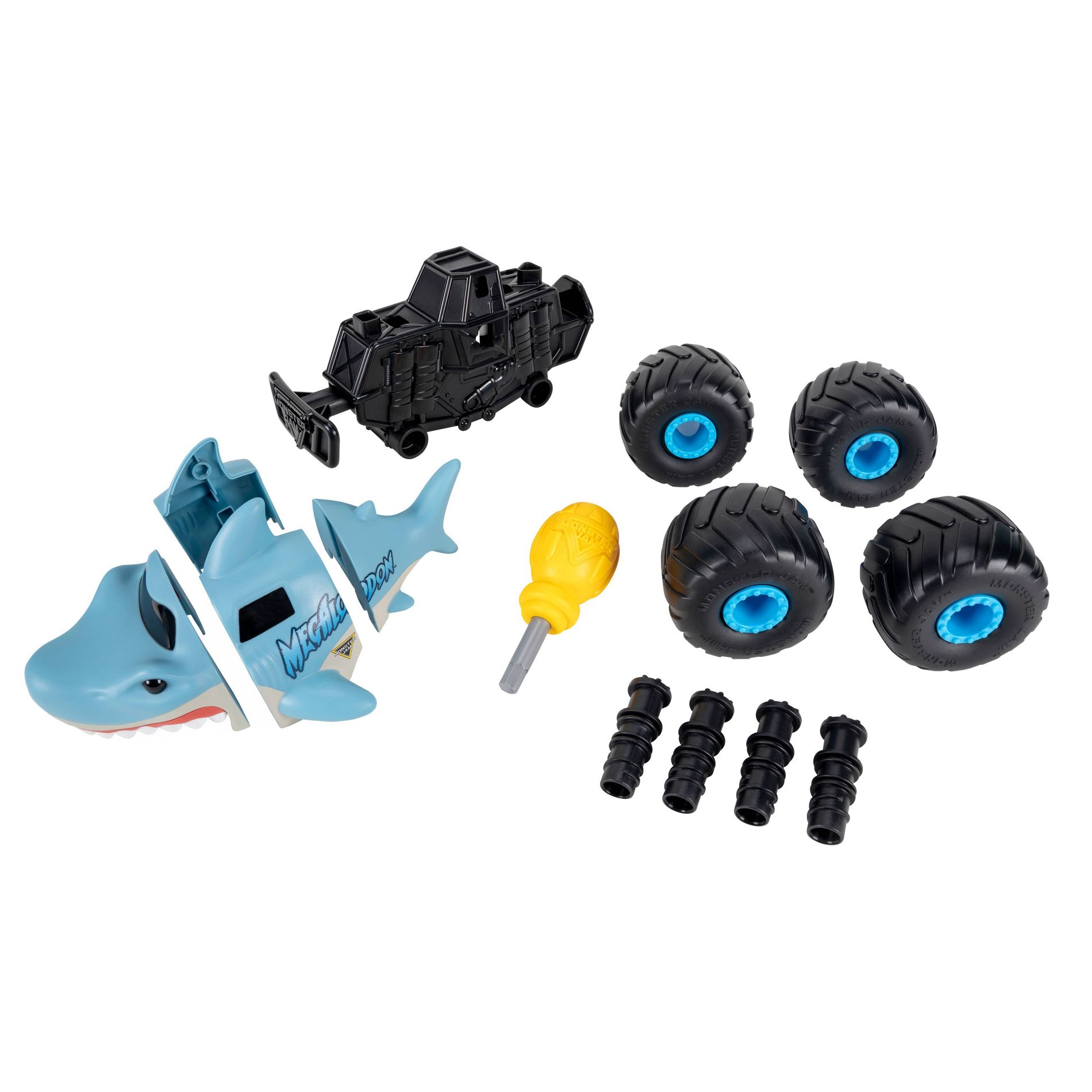 Monster Jam 8" Monstruction Truck Megalodon Toy Vehicle