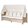 TOPMAX 4 Piece UV-Proof Resin Wicker Patio Sofa Set with Retractable Canopy, Cushions and Lifting Table,Beige - 3 of 4