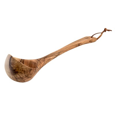 Handcrafted Medium Wood Olive Cooking Ladle with Ergonomic Handle