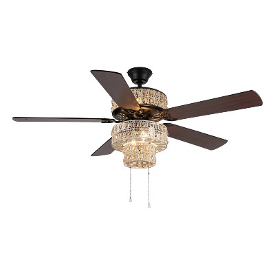 52" LED Antique Crystal Lighted Ceiling Fan White/Champagne - River of Goods