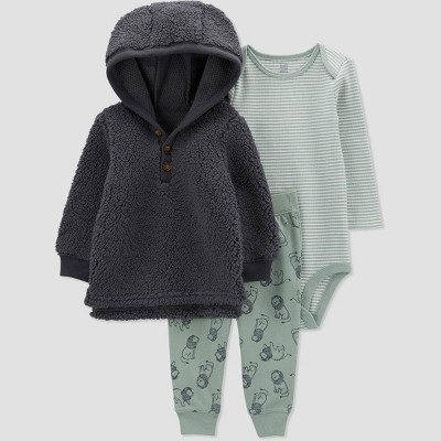 Image of Carter's Just One You® Baby Boys' Top & Bottom Set - Charcoal Gray/Mint Green Newborn