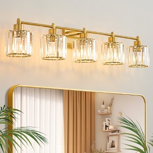 POWLIG 22" 3-Light Vanity Light with Crystal Shades - Modern Dimmable Bathroom Lighting - 1 of 4