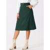 INSPIRE CHIC Women's High Waist Elastic Back A-Line Belted Corduroy Midi Skirt with Pockets - 3 of 4