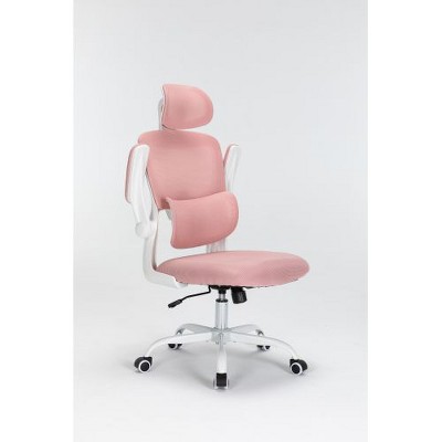NicBex Mesh High Back Ergonomic Office Task Swivel Chairs with 3D Adjustable Lumbar Support and Flip-up Arms,Pink