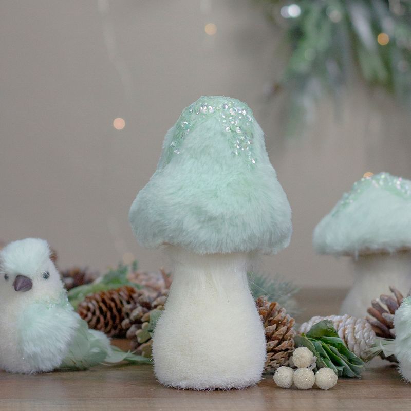 Northlight 7.5-Inch Light Green Tabletop Christmas Mushroom with Sequins, 2 of 4