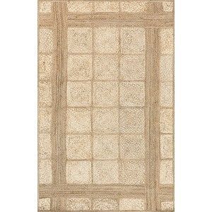 Nuloom Bronya Solid Tiled Jute Indoor Area Rug 5' x 8' in Natural - 1 of 4