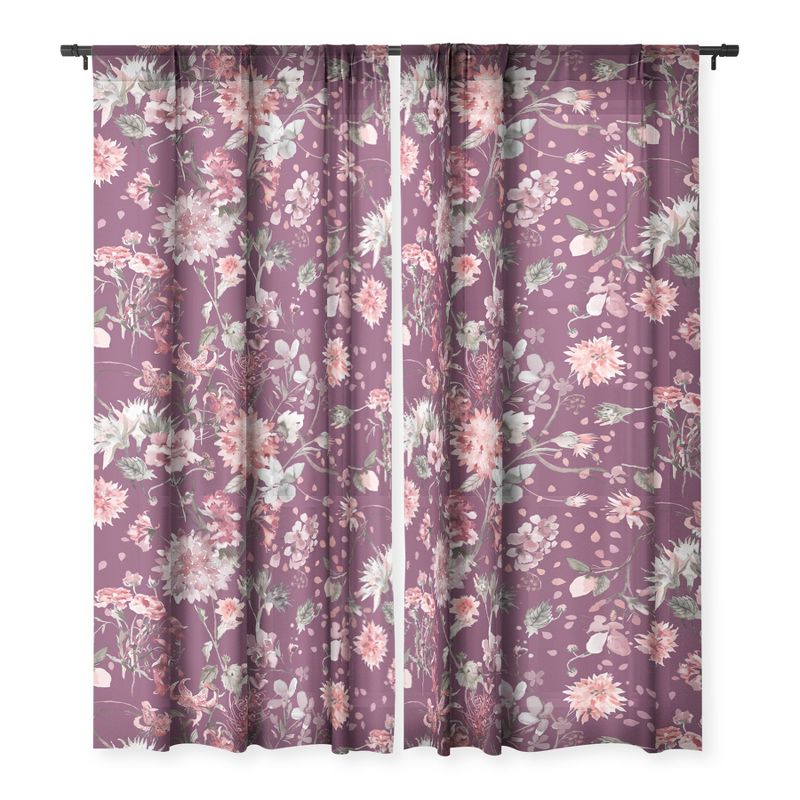 Ninola Design Romantic Bouquet Purple Single Panel Sheer Window Curtain - Deny Designs, 3 of 7