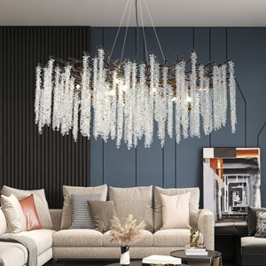 BAOURE 23.62in Black Tree Branch Chandelier, Modern Crystal Chandelier , High Ceiling Pendant Lights for Living Room, Dining Room - 1 of 4