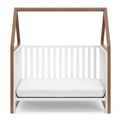 Storkcraft White and Hazelnut 5-in-1 Convertible Crib with Canopy