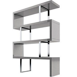 HomeRoots 67" Gray And Silver Metal and Wood Three Tier Etagere Bookcase - 1 of 4