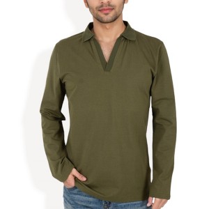 Anna-Kaci Men's Long Sleeve Polo Shirt with Spread Collar and Relaxed Fit - 1 of 4