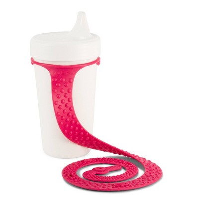 Image of BooginHead SippiGrip Silicone Strap Sippy Cup Holder Baby Feeding Accessory - Hot Pink
