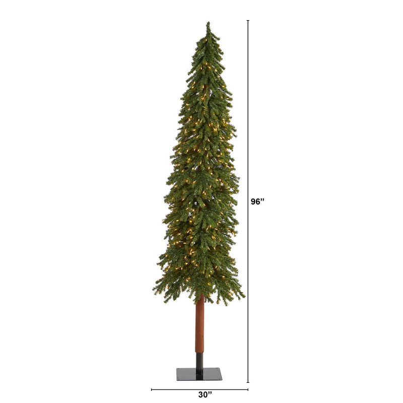 8ft Nearly Natural Pre-Lit Slim Grand Alpine Artificial Christmas Tree Clear Lights, 3 of 9