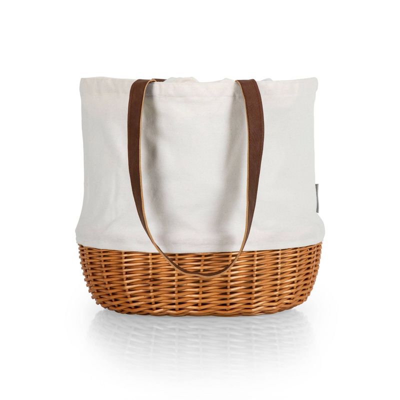 Picnic Time Coronado Canvas and Willow Basket Tote with Beige Canvas, 5 of 7