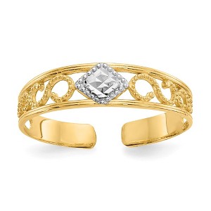 Black Bow Jewelry Two Tone Diamond-Cut Toe Ring in 14K Gold - 1 of 4