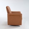 Gulches Modern Barrel Swivel Chair (Brown), Faux Leather Upholstery with Wood Base for Living Room Bedroom - 4 of 4