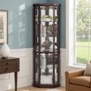 SpassWay 70"H Adjustable Shelves Lighted Corner Curio Suitable for Living Room Cherry white Oak - 2 of 4