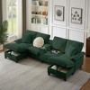 Resenkos 120" U-Shaped Sectional Sofa Bed, 4-Seater Corduroy with Storage and Cup Holders, - 2 of 4