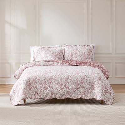 Lush Décor Full/Queen Peony Toile Reversible Cotton Quilts Pink