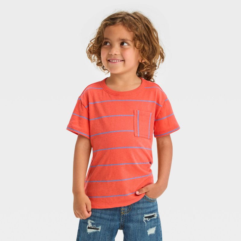 Toddler Boys' Striped Short Sleeve Pocket T-Shirt - Cat & Jack™, 1 of 4
