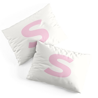 Deny Designs Standard April Lane Art Block Pink Monogram S Microfiber Printed Pillow Sham