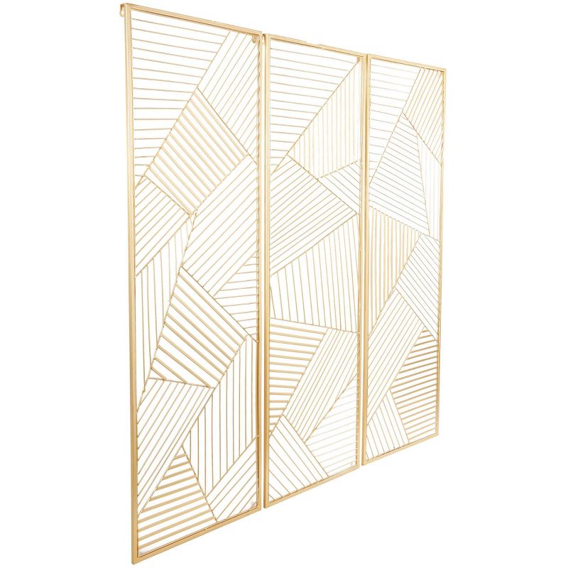 Set of 3 Metal Geometric Wall Decors with Gold Frame - CosmoLiving by Cosmopolitan, 3 of 6