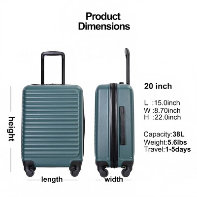 Vynxaria 20" Green Lightweight Carry-On Luggage Spinner Wheels Durable Design