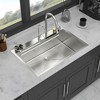 Gulches 33"x22" Drop-in Ledge Workstation Sink, 16G T304 Stainless Steel, with Pull-Out Faucet & Cup Washer - 3 of 4