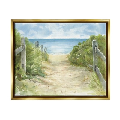 Stupell Industries Beach Path Painting Framed Floater Canvas Wall Art