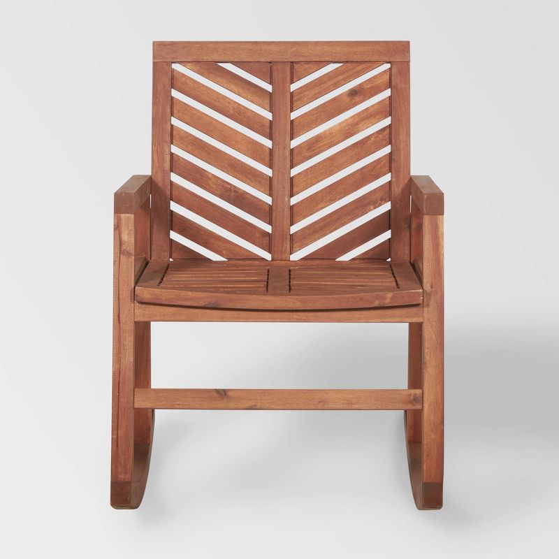 Slatted Chevron Acacia Wood Patio Rocking Chair - Saracina Home, 4 of 9